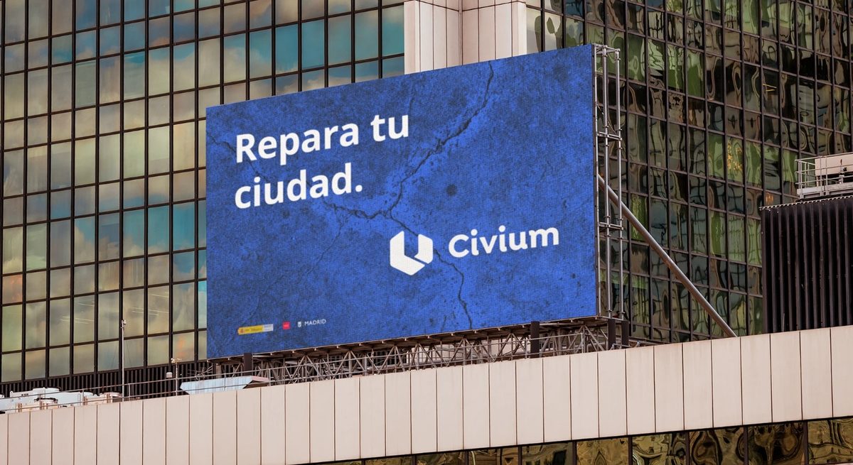 Valla publicitaria de Civium: Repara tu ciudad