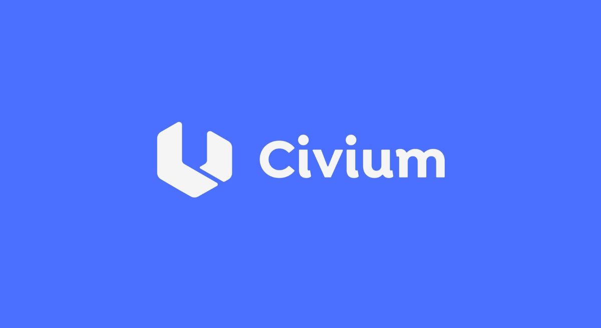 Logotipo de Civium en blanco sobre azul índigo